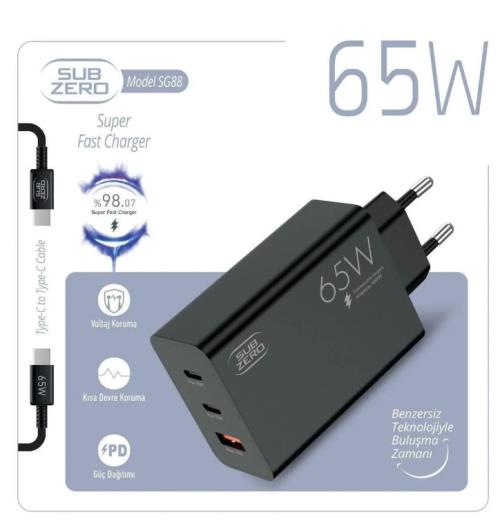 Subzero SG88 65W USB + TYPE-C KAFA + TYPE-C TO TYPE-C KABLO SET